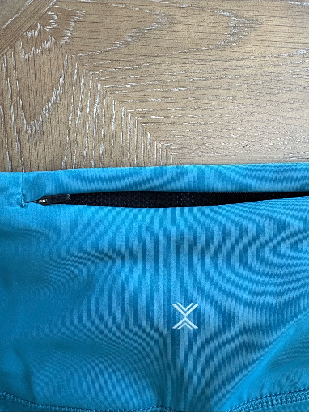 Xersion Teal High-Rise Bike Shorts with Mint Panels - Picture 4 of 4